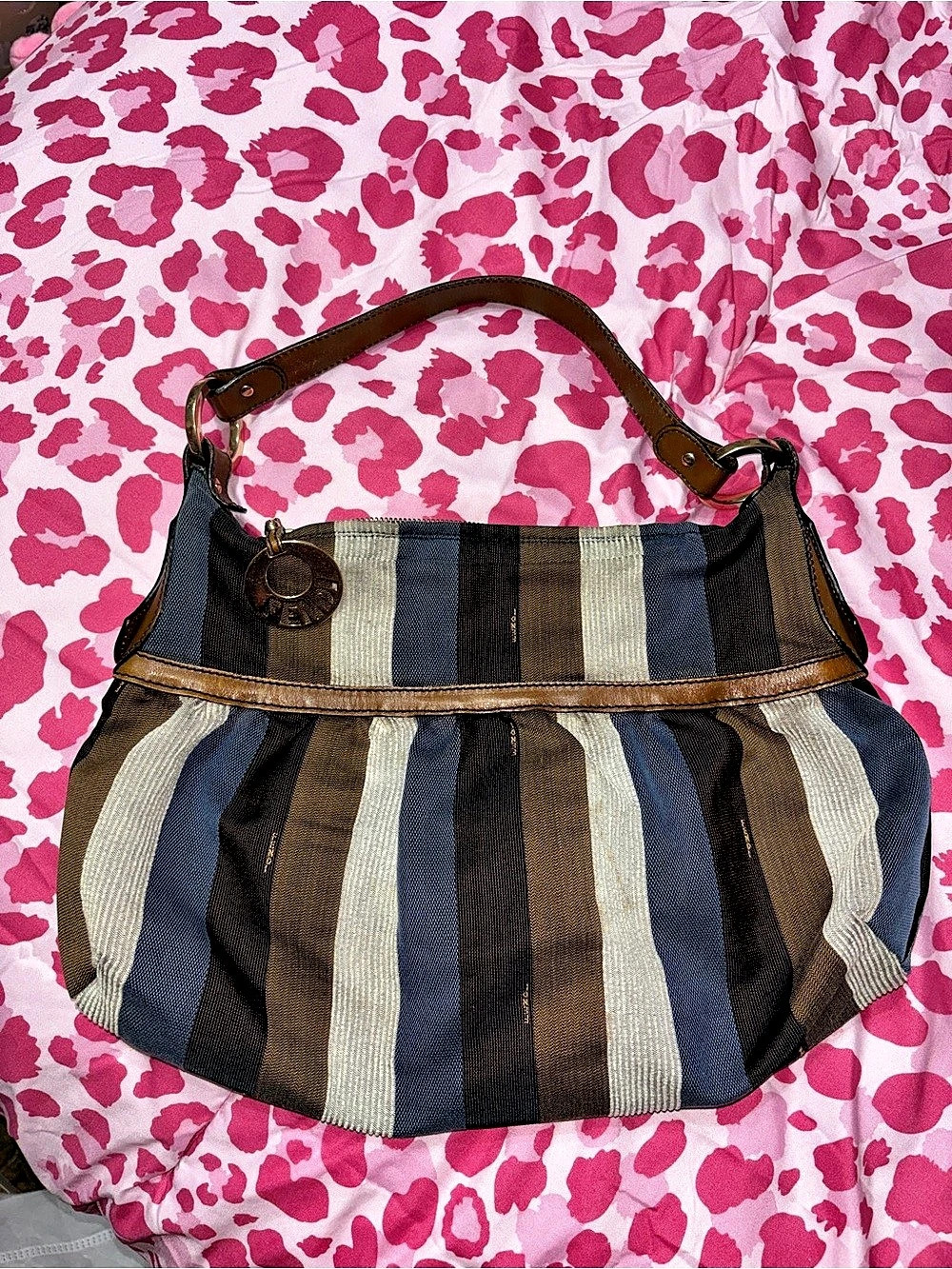 Fendi Pequin Stripe Canvas Chef Bag